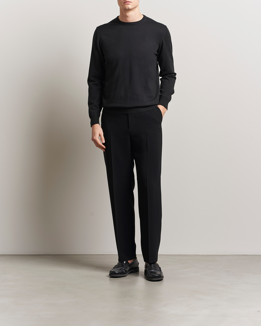 Homme | Pulls Et Tricots | Morgano | Supersoft Egyptian Cotton Crew Neck Black