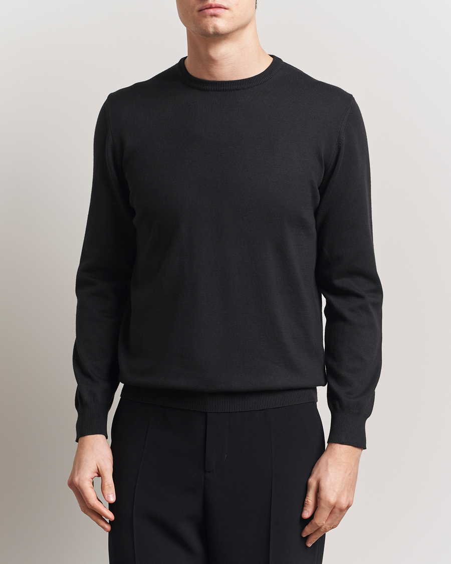 Homme | Pulls Et Tricots | Morgano | Supersoft Egyptian Cotton Crew Neck Black