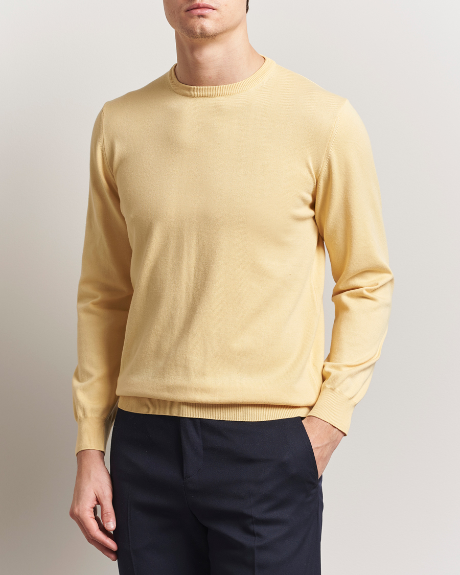 Homme | Pulls Et Tricots | Morgano | Supersoft Egyptian Cotton Crew Neck Light Yellow