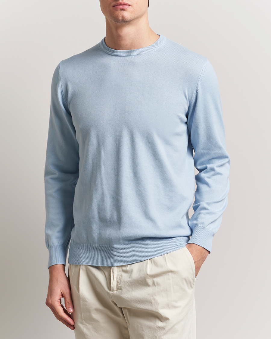 Homme | Pulls Et Tricots | Morgano | Supersoft Egyptian Cotton Crew Neck Light Blue