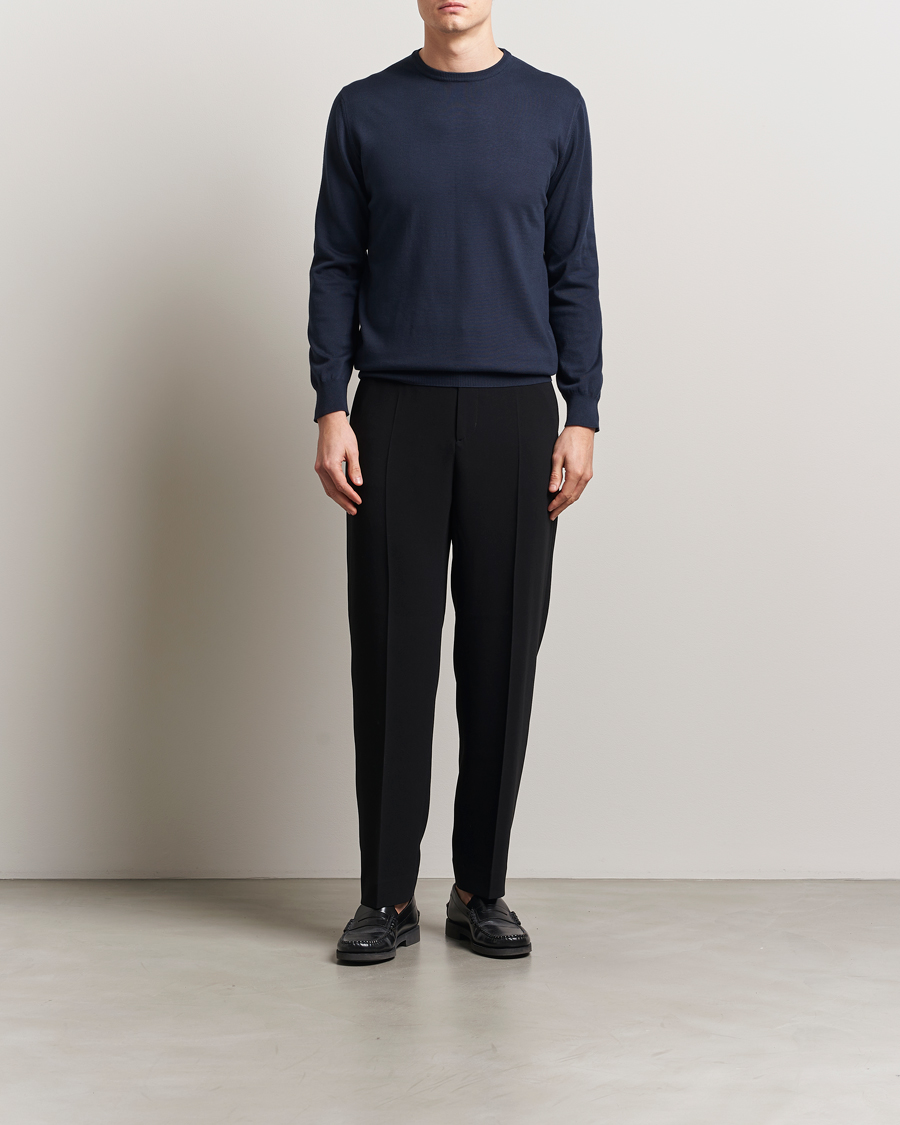Heren | Truien | Morgano | Supersoft Egyptian Cotton Crew Neck Navy