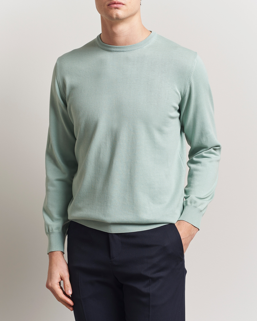 Homme | Pulls Et Tricots | Morgano | Supersoft Egyptian Cotton Crew Neck Light Green