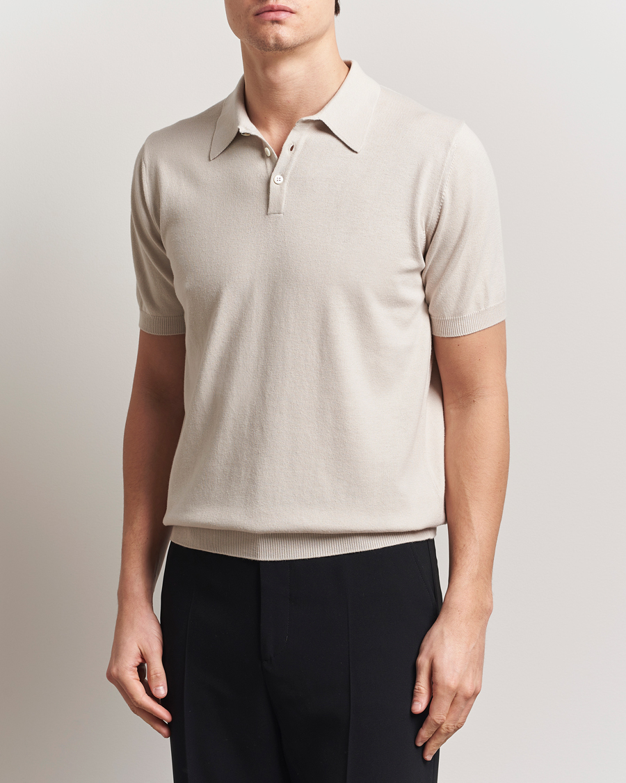 Homme | Polos | Morgano | Supersoft Egyptian Cotton Polo Light Beige