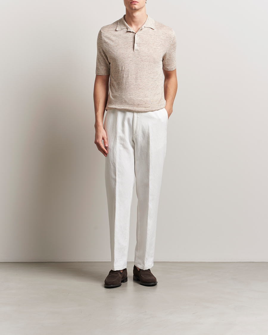 Heren | Polo's | Morgano | Linen Polo Beige