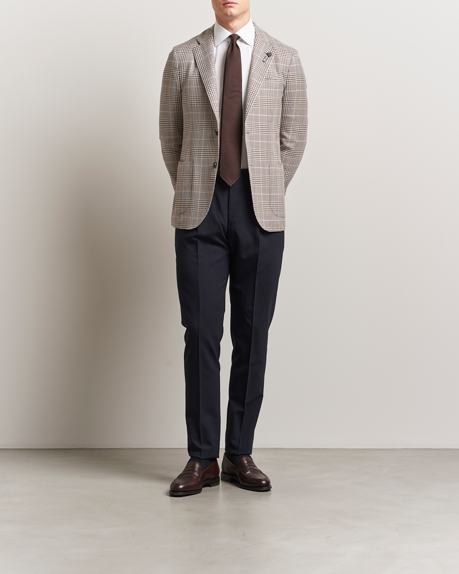 Heren | Blazers | Lardini | Wool/Cotton Checked Blazer Brown/Pink
