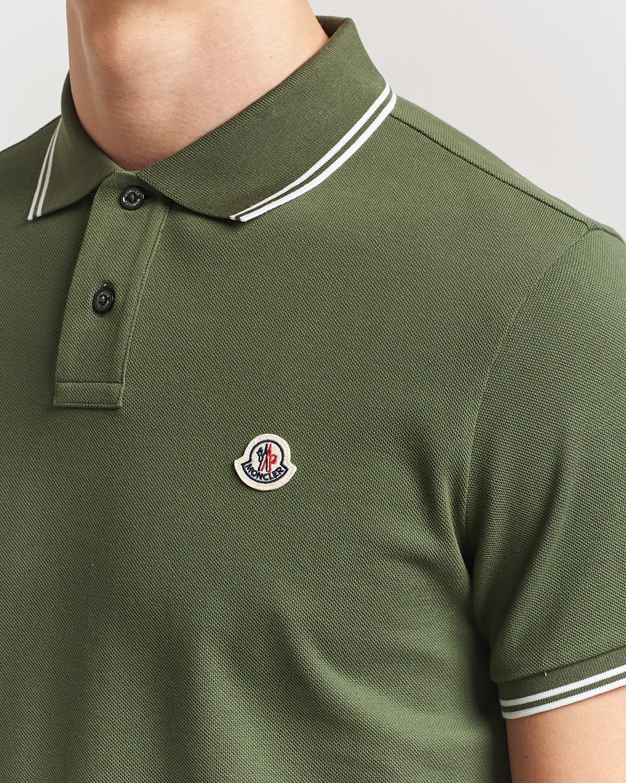 Heren | Polo's | Moncler | Contrast Rib Polo Dark Green