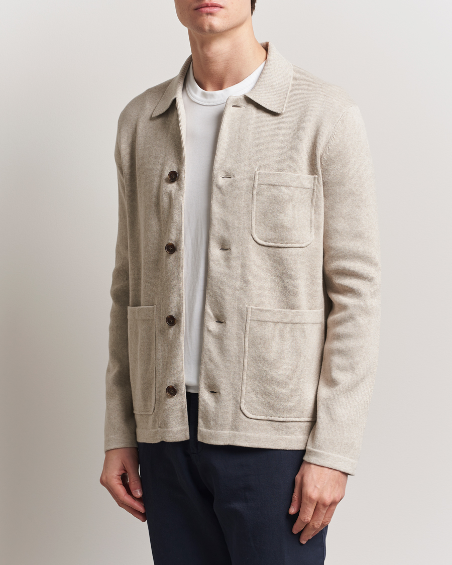 Homme | Chemises | Morris | Jake Knitted Shirt Jacket Beige