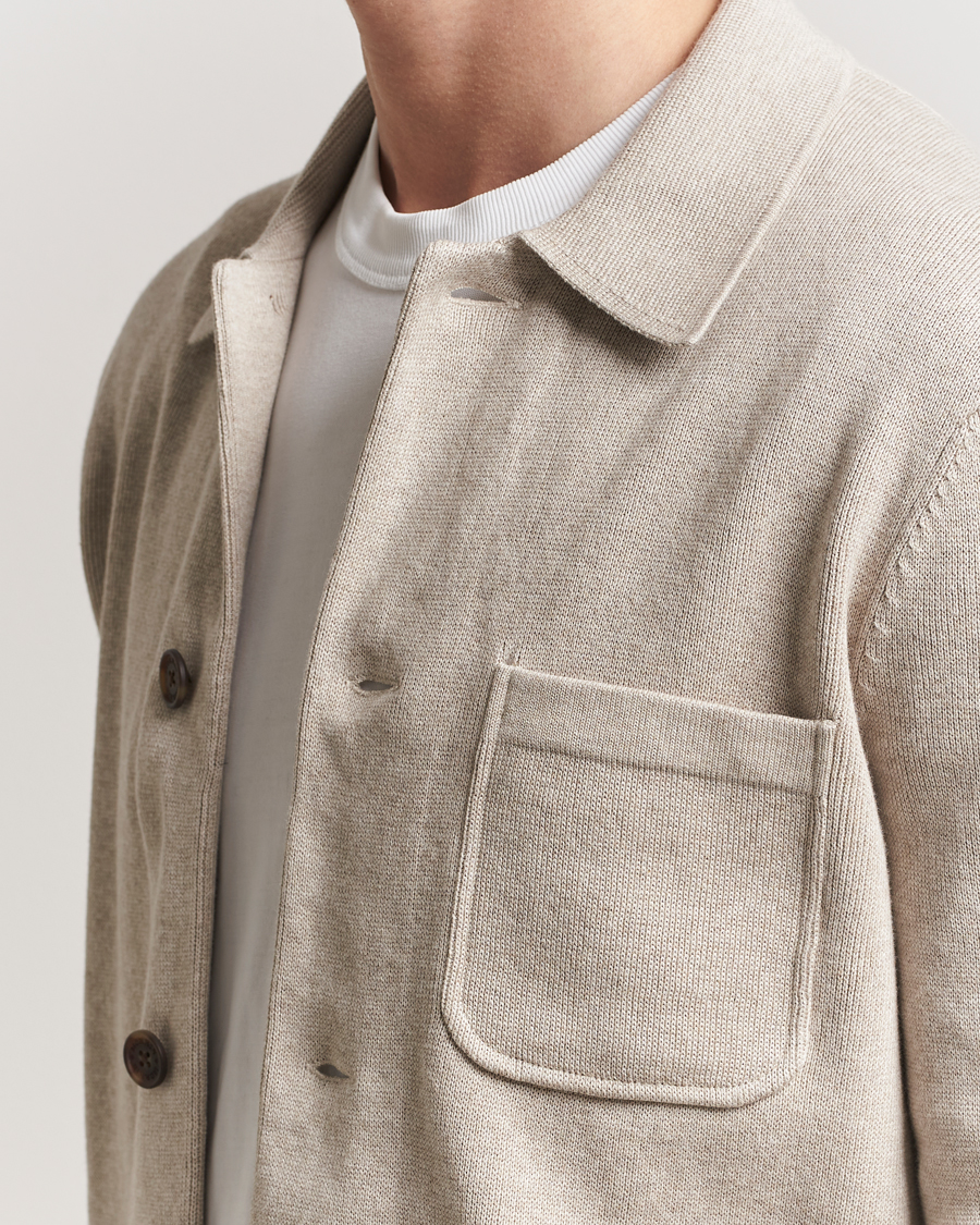 Homme | Chemises | Morris | Jake Knitted Shirt Jacket Beige