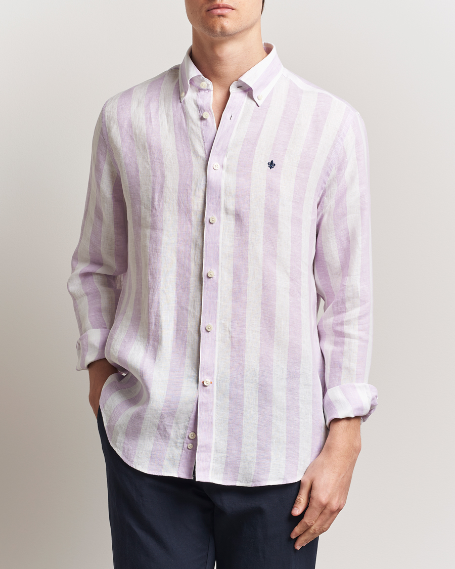 Homme | Chemises | Morris | Douglas Striped Linen Shirt Purple