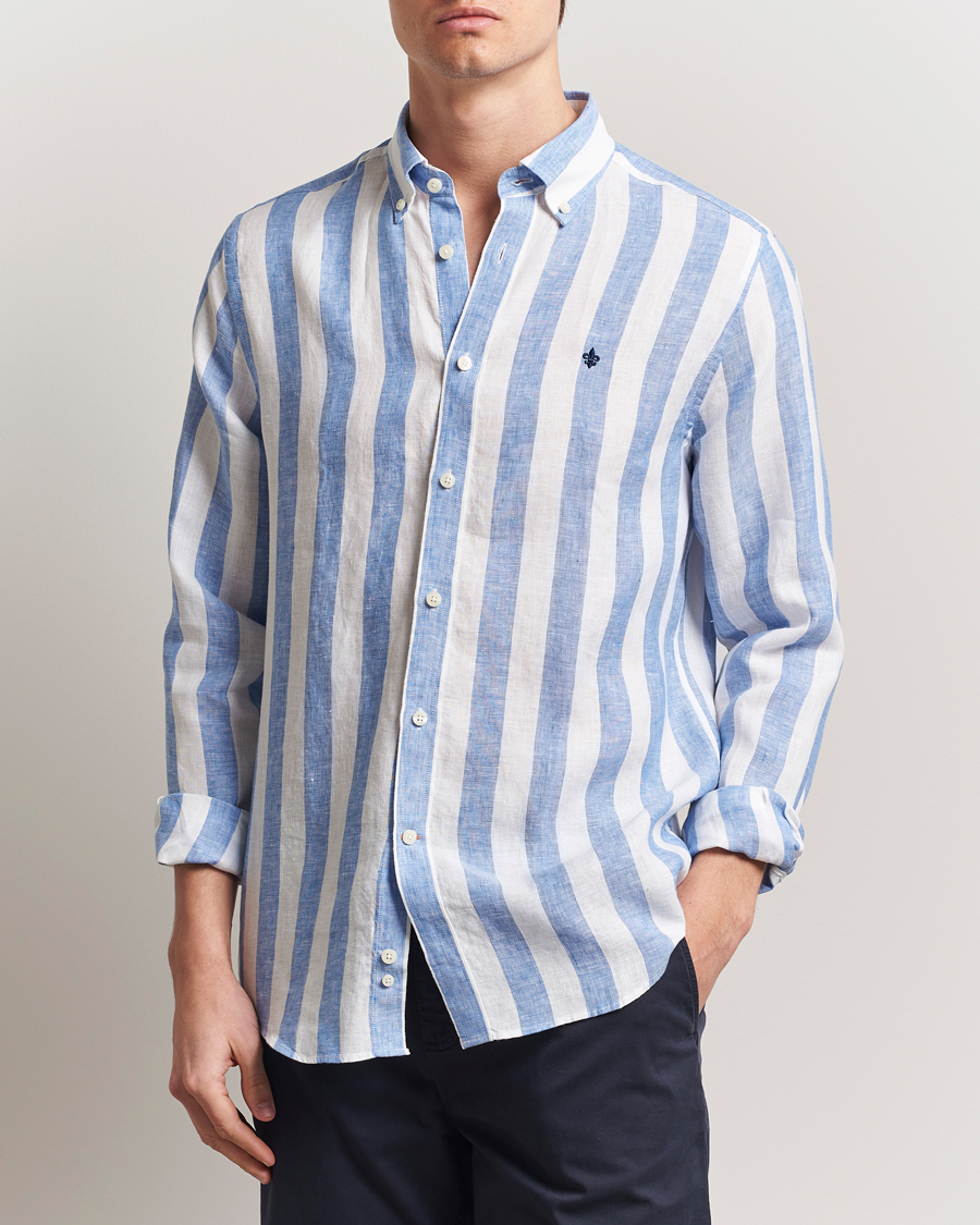 Homme | Chemises | Morris | Douglas Striped Linen Shirt Blue