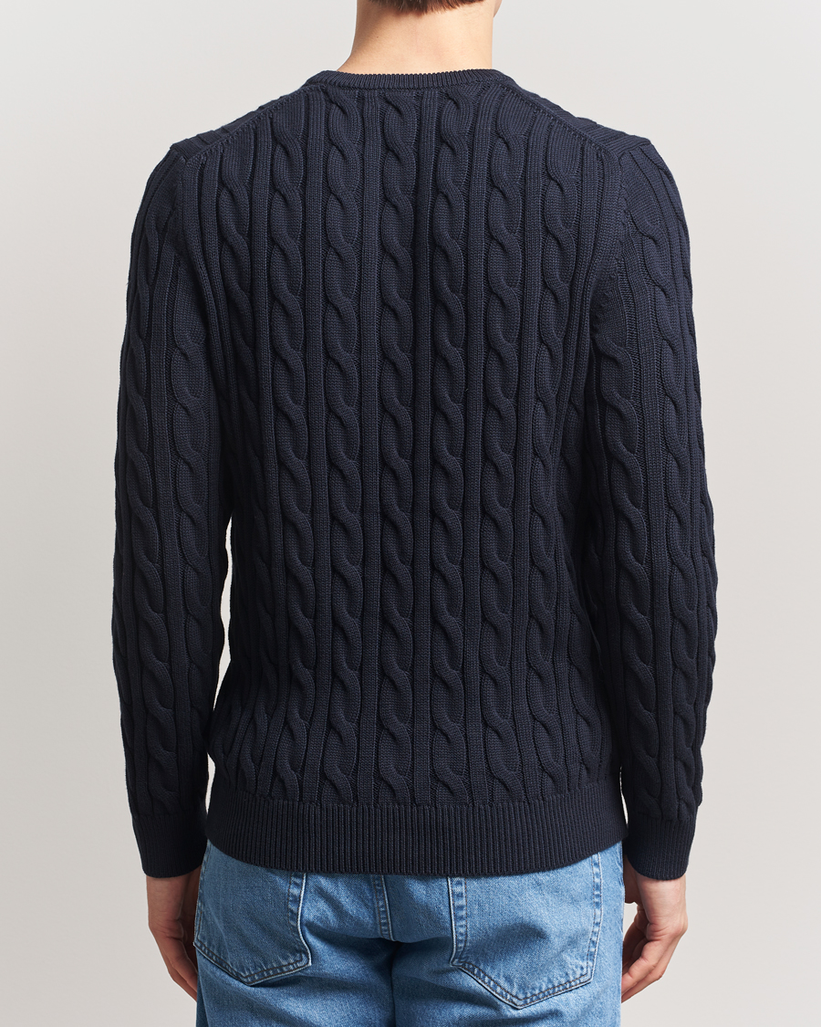Heren | Truien | Morris | Ethan Cable O-Neck Old Blue