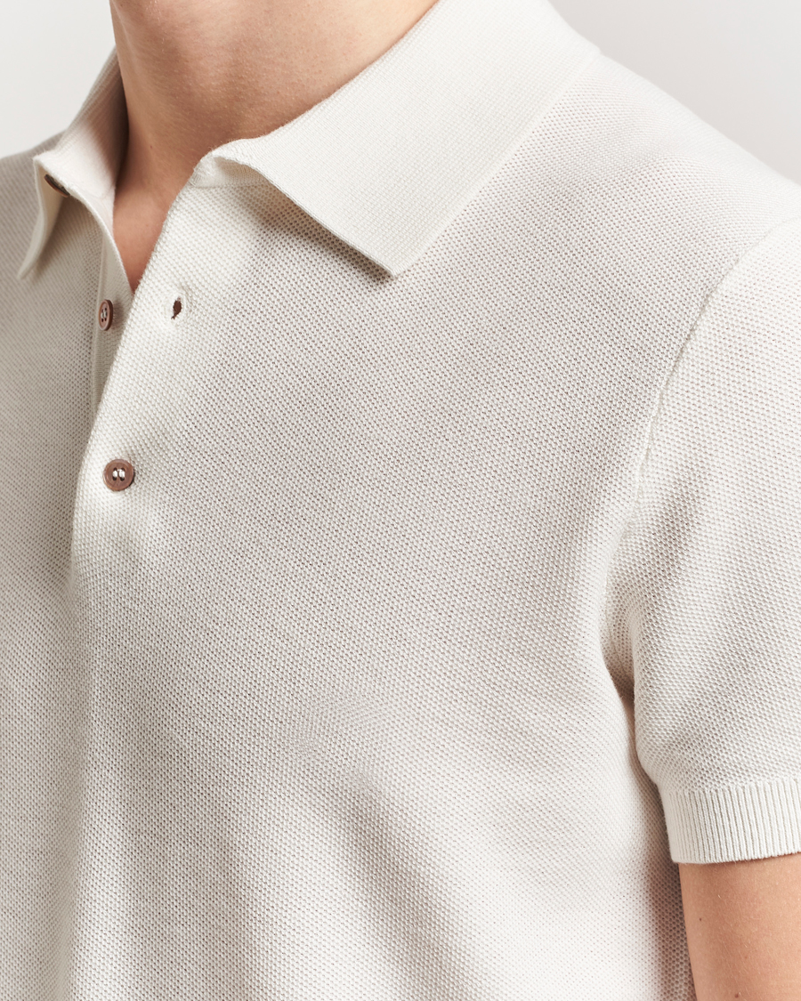 Heren | Polo's | Morris | Walter Knitted Polo Off White