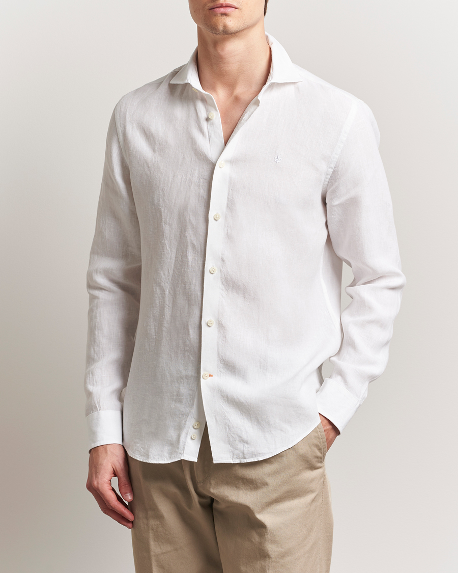 Heren | Overhemden | Morris | Slim Fit Linen Shirt White