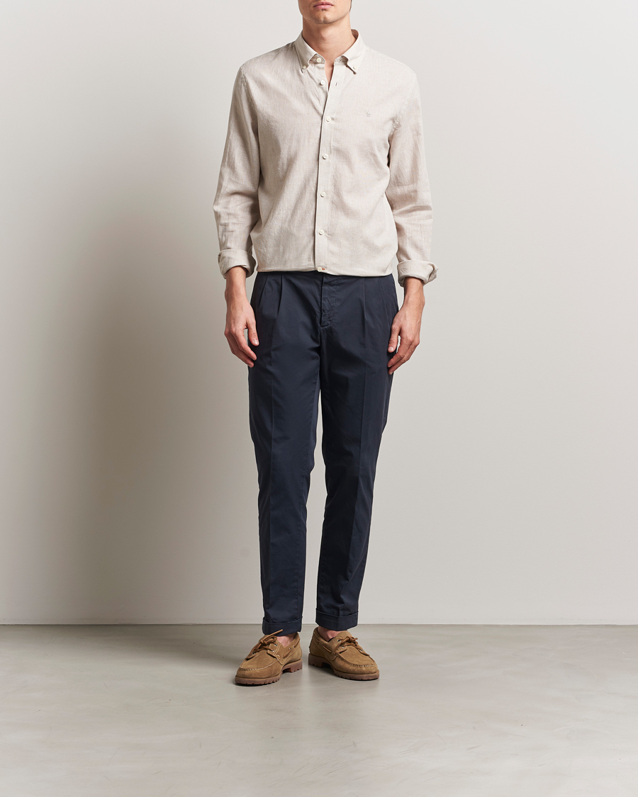 Homme | Chemises | Morris | Linen Checked Shirt Khaki