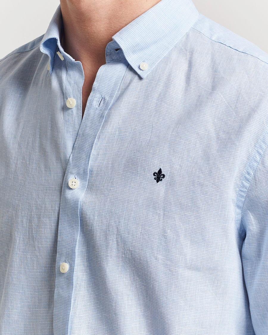 Heren | Overhemden | Morris | Linen Checked Shirt Blue