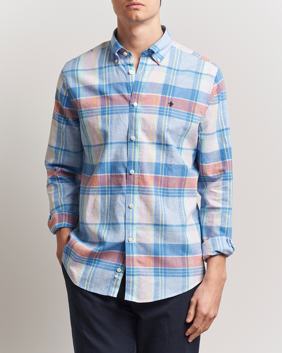 Heren | Overhemden | Morris | Happy Linen Checked Shirt Blue