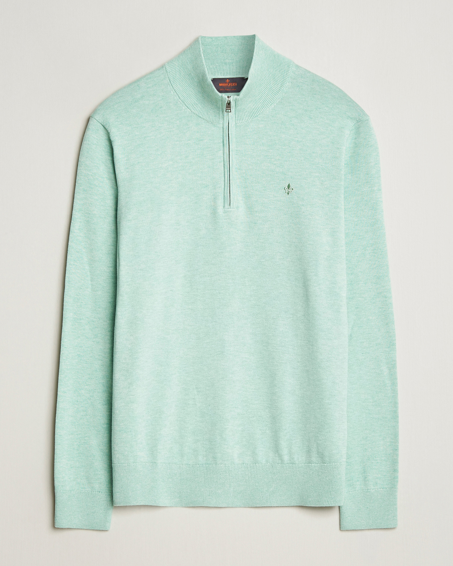 Heren | Truien | Morris | Riley Cotton Half Zip Light Green