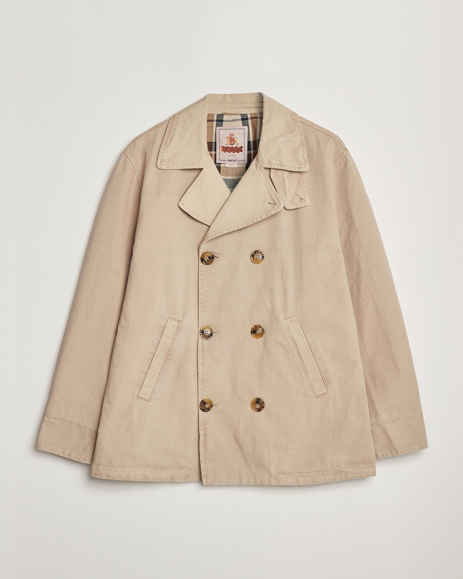 Heren | Jassen | Baracuta | Garment Dyed Canvas Peacoat British Khaki