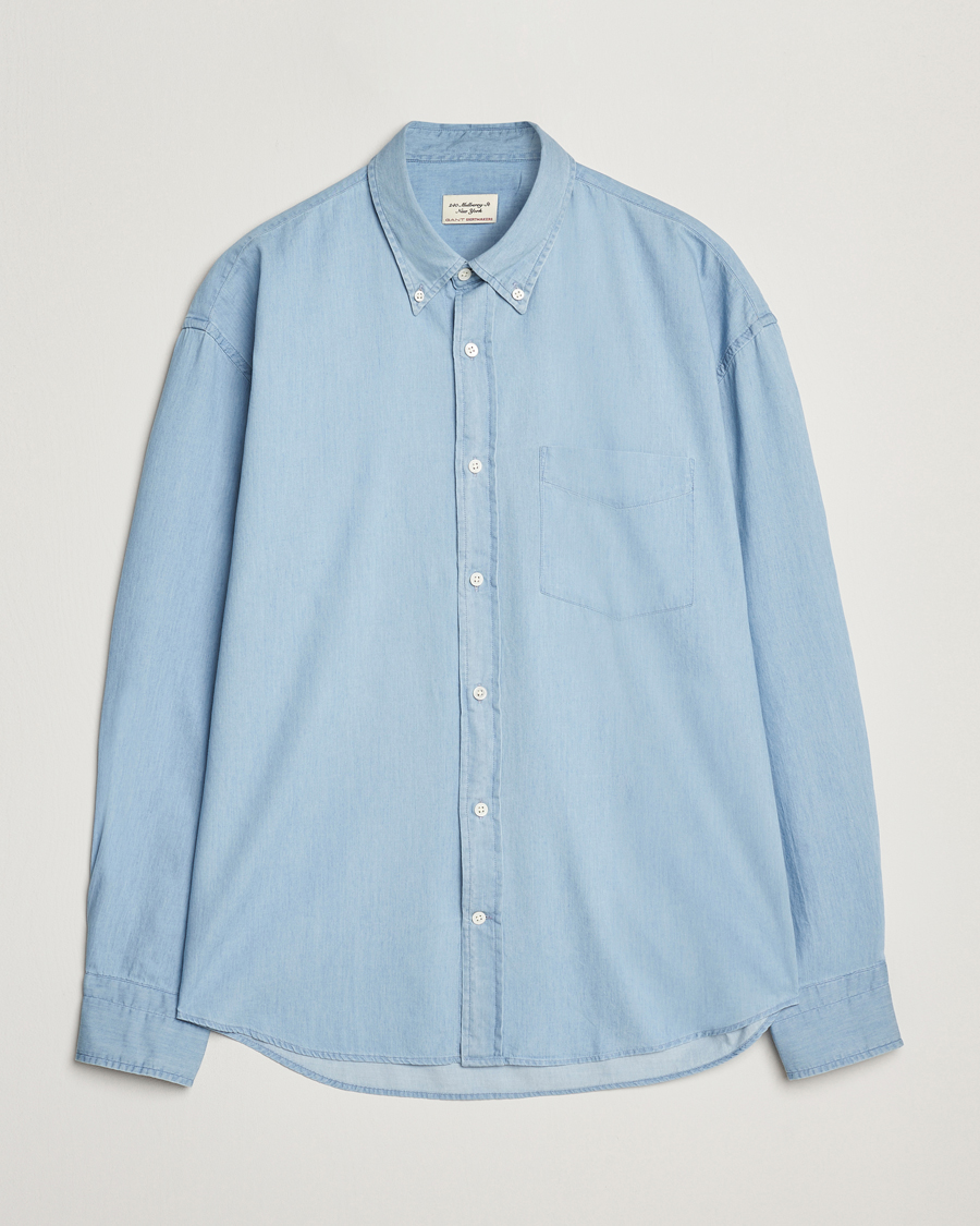 Heren | Overhemden | GANT 240 Mulberry Street | Oversized Lux Indigo Shirt Light Blue