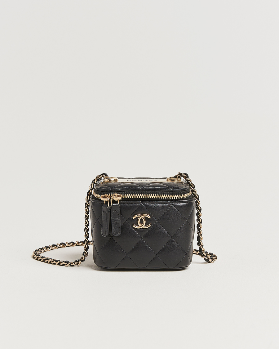 Heren | Gifts for Her | Chanel Pre-Owned | Vanity Chain Shoulder Bag Lambskin Matelassé Black