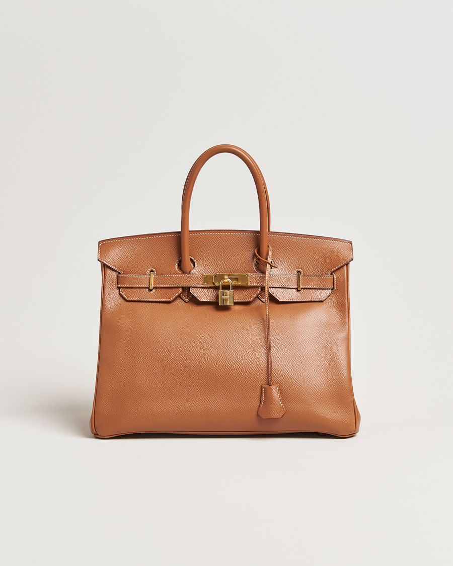 Homme | Hermès Pre-Owned Birkin 35 Handbag Courchevel Gold | Hermès Pre-Owned | Birkin 35 Handbag Courchevel Gold