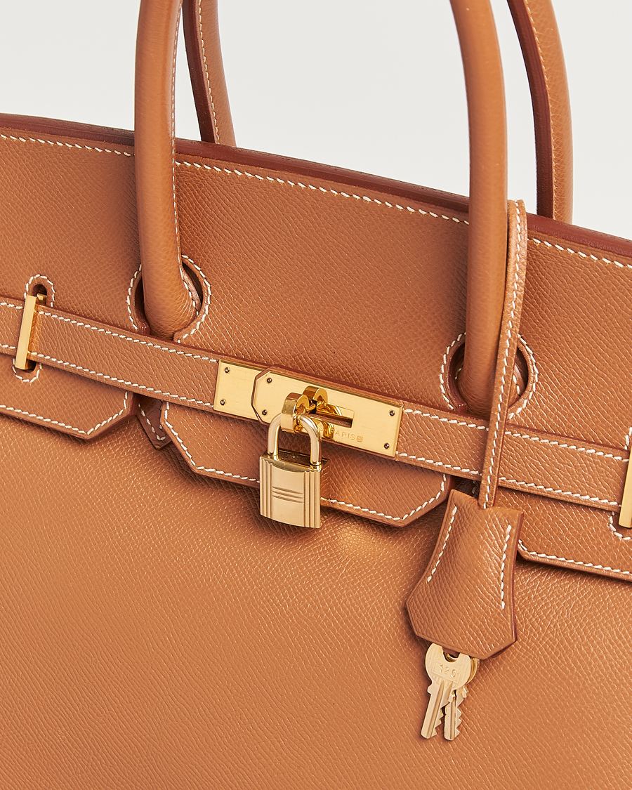 Homme | Hermès Pre-Owned Birkin 35 Handbag Courchevel Gold | Hermès Pre-Owned | Birkin 35 Handbag Courchevel Gold