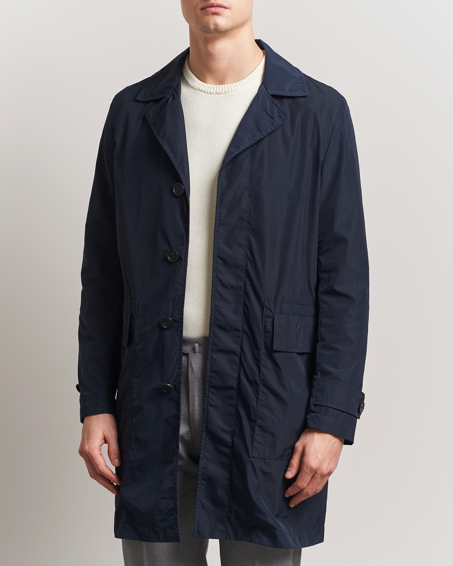 Heren | Jassen | Incotex | Technical Nylon Coat Navy