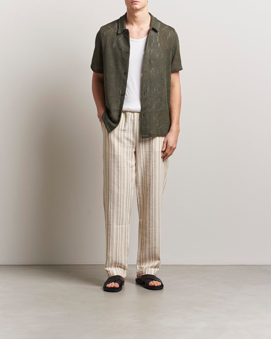Homme | Chemises | LES DEUX | Hector Lace Short Sleeve Shirt Green