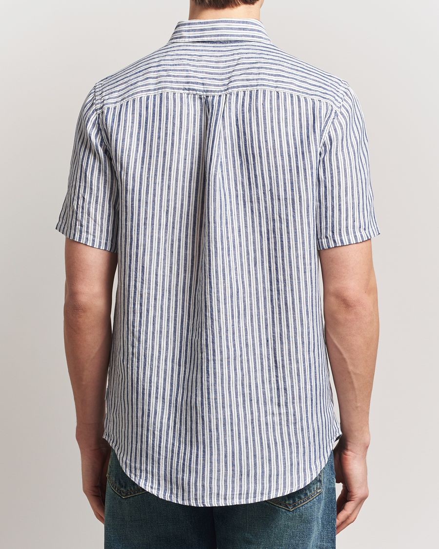Heren | Overhemden | LES DEUX | Kris Linen Short Sleeve Shirt Ivory/Blueprint