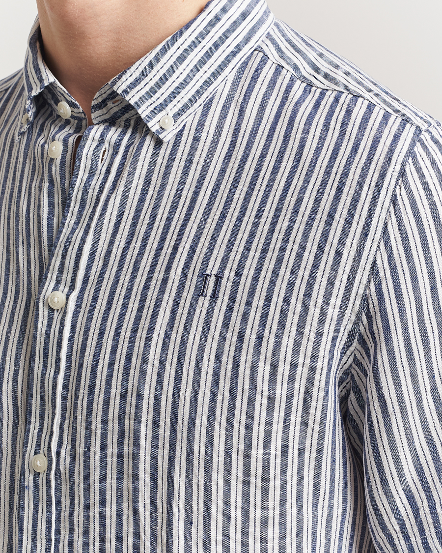 Heren | Overhemden | LES DEUX | Kris Linen Short Sleeve Shirt Ivory/Blueprint