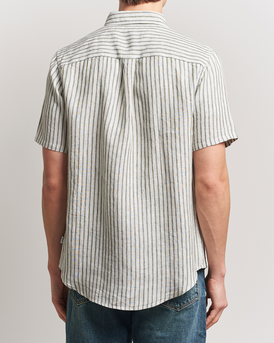 Heren | Overhemden | LES DEUX | Kris Linen Short Sleeve Shirt Ivory/Green
