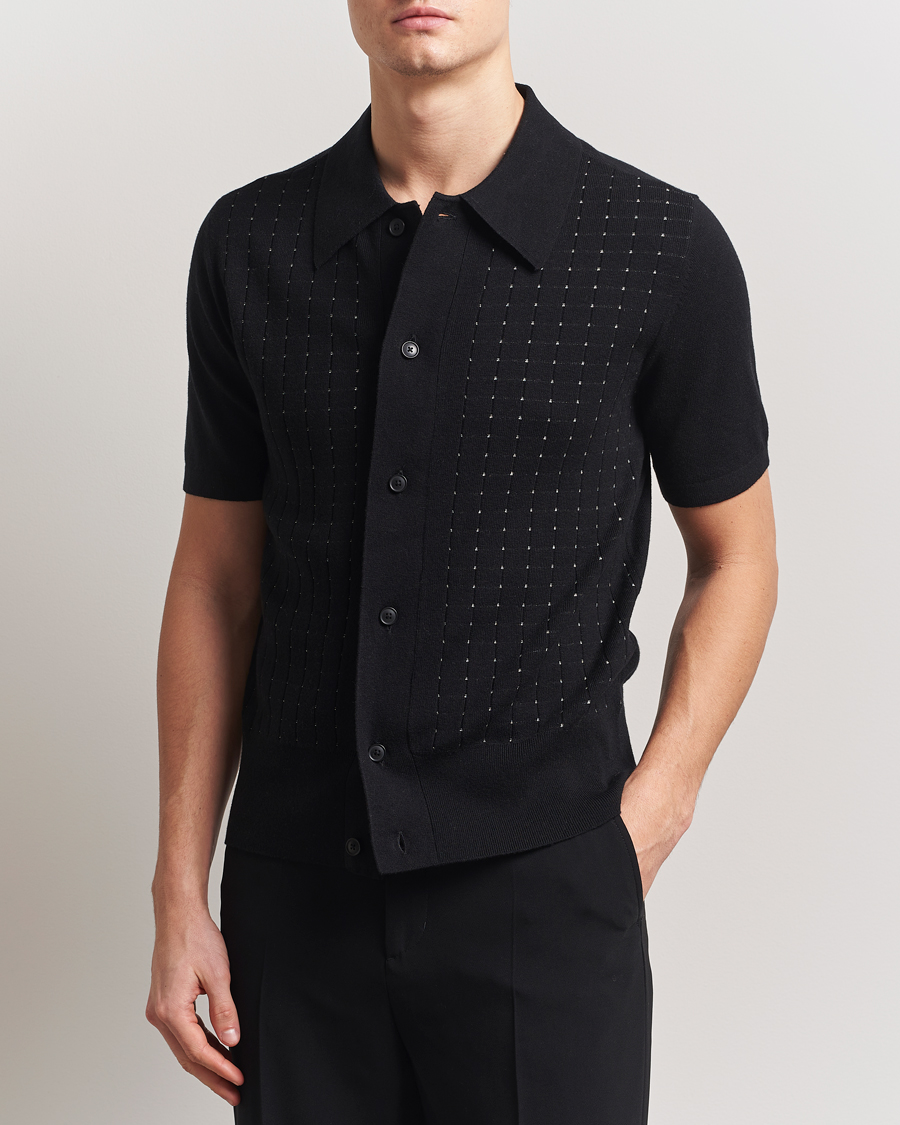Homme | Chemises | Tiger of Sweden | Araawen Knitted Short Sleeve Shirt Black