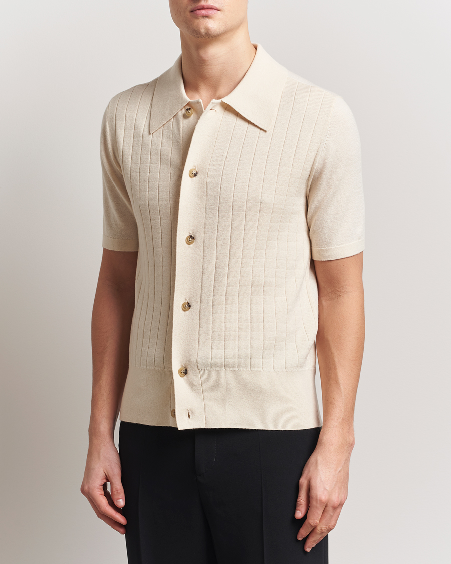 Homme | Chemises | Tiger of Sweden | Araawen Knitted Short Sleeve Shirt Off White