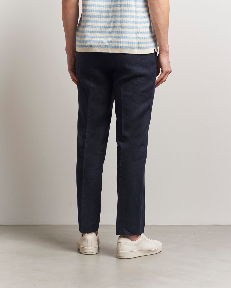 Heren | Broeken | Tiger of Sweden | Tannen Linen Drawstring Trousers Midnight Blue