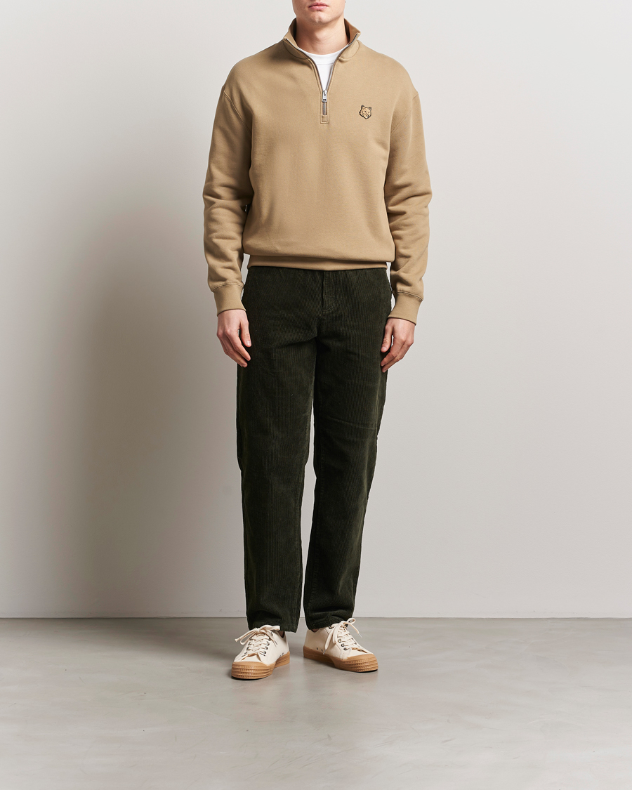 Heren | Truien | Maison Kitsuné | Tonal Fox Head Half Zip Sweatshirt Cardamon