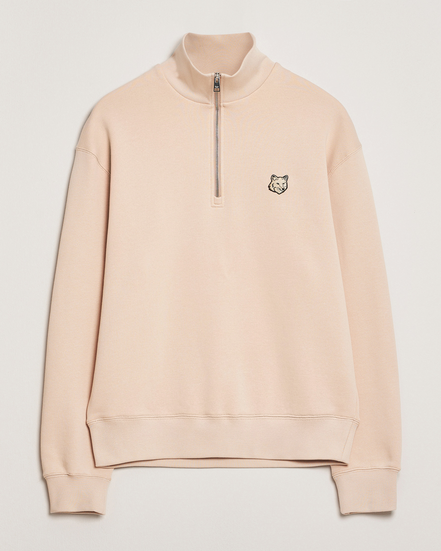 Heren | Truien | Maison Kitsuné | Tonal Fox Head Half Zip Sweatshirt Smoke Beige