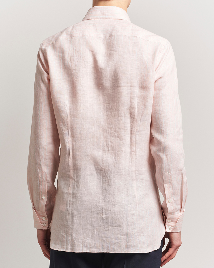 Homme | Chemises | 100Hands | Cut Away Double Cuff Striped Linen Shirt Pink