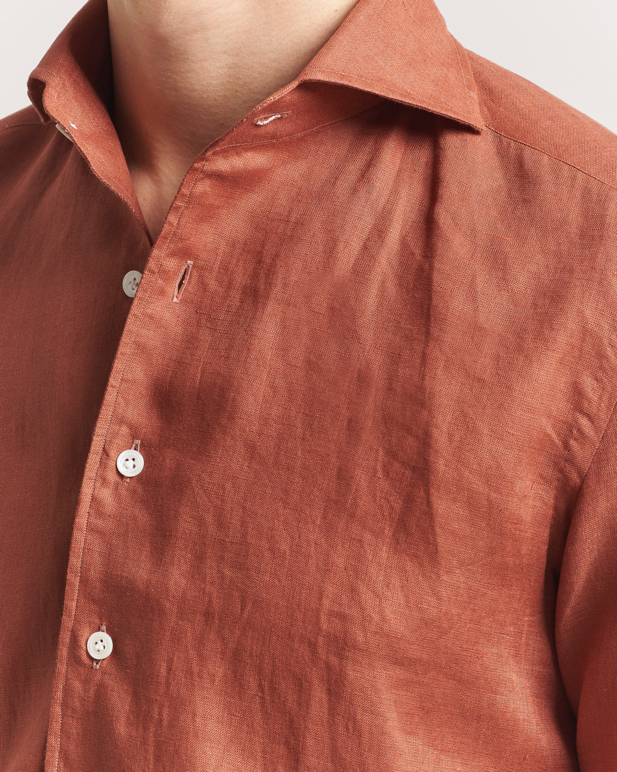 Heren | Overhemden | 100Hands | Cut Away Linen Shirt Rust