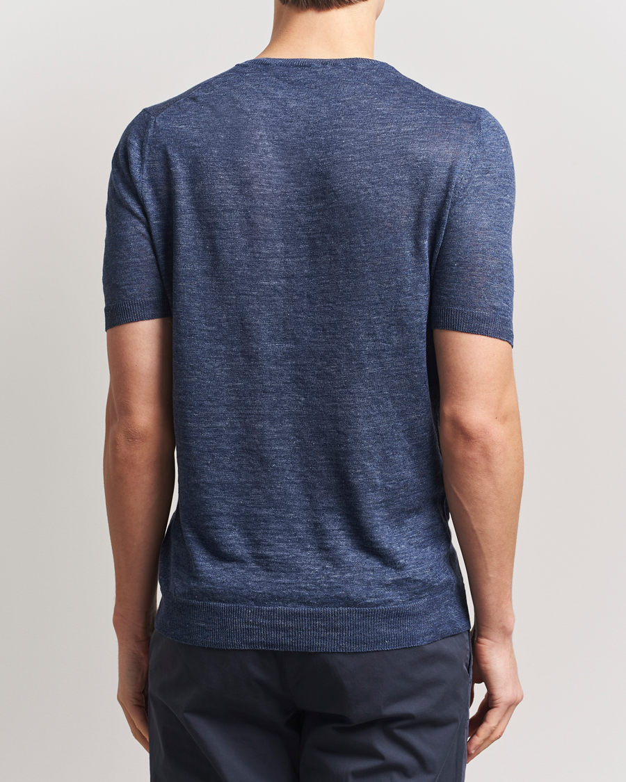 Homme | T-shirts | Gran Sasso | Knitted Linen T-Shirt Navy Melange