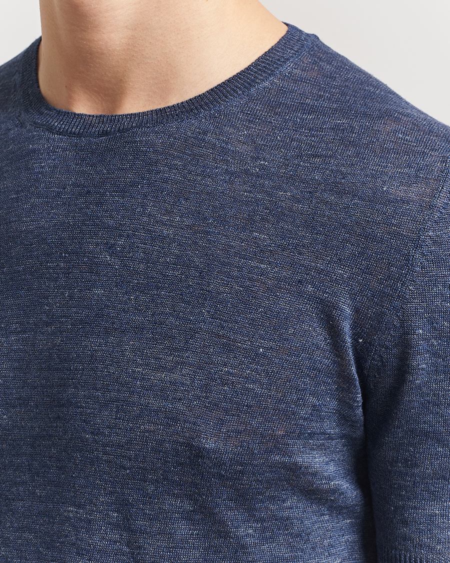 Homme | T-shirts | Gran Sasso | Knitted Linen T-Shirt Navy Melange