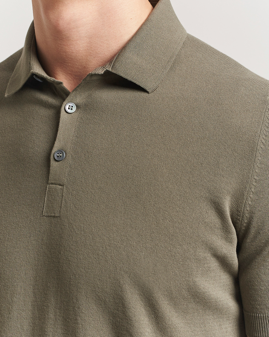 Heren | Polo's | Gran Sasso | Cotton Knitted Polo Olive Melange