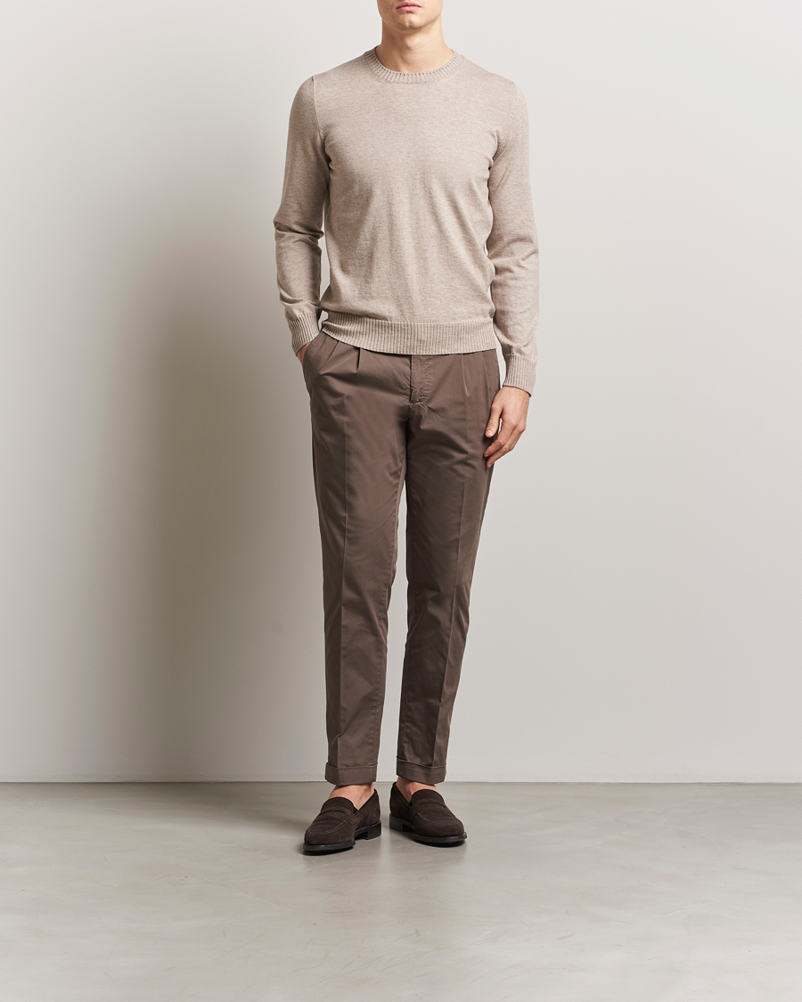 Homme | Pulls Et Tricots | Gran Sasso | Cotton/Cashmere Knitted Crew Neck Sweater Beige Melange