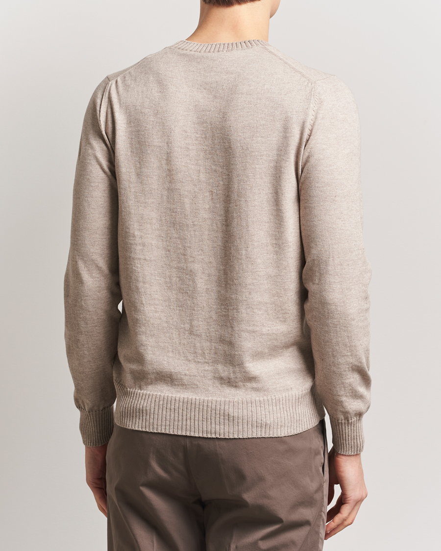 Homme | Pulls Et Tricots | Gran Sasso | Cotton/Cashmere Knitted Crew Neck Sweater Beige Melange