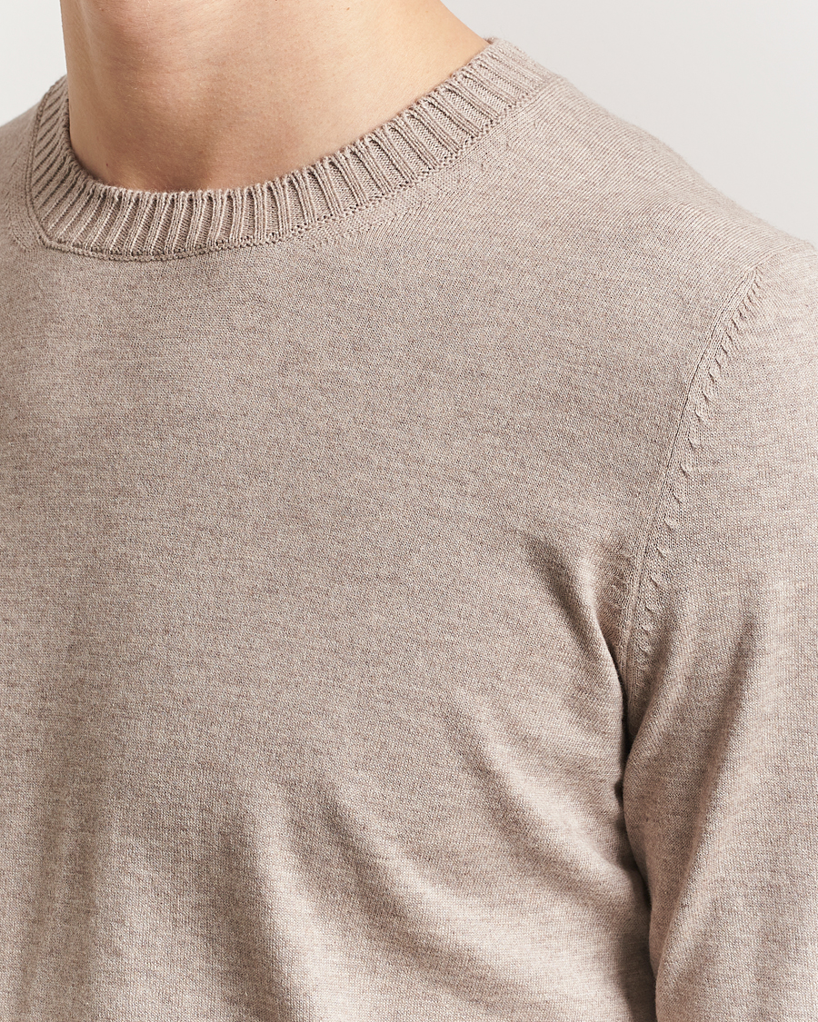 Homme | Pulls Et Tricots | Gran Sasso | Cotton/Cashmere Knitted Crew Neck Sweater Beige Melange