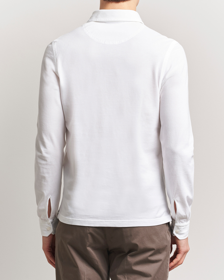 Heren | Polo's | Gran Sasso | Washed Long Sleeve Polo White