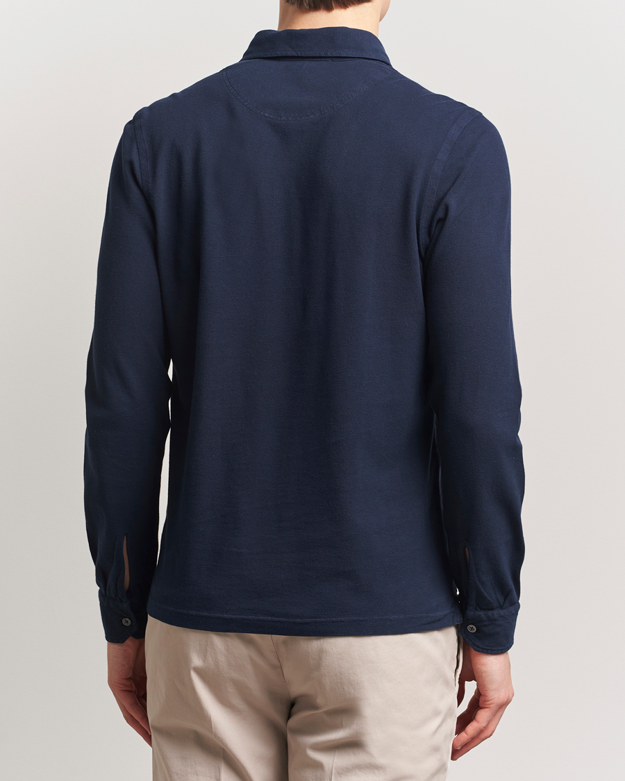 Homme | Polos | Gran Sasso | Washed Long Sleeve Polo Navy