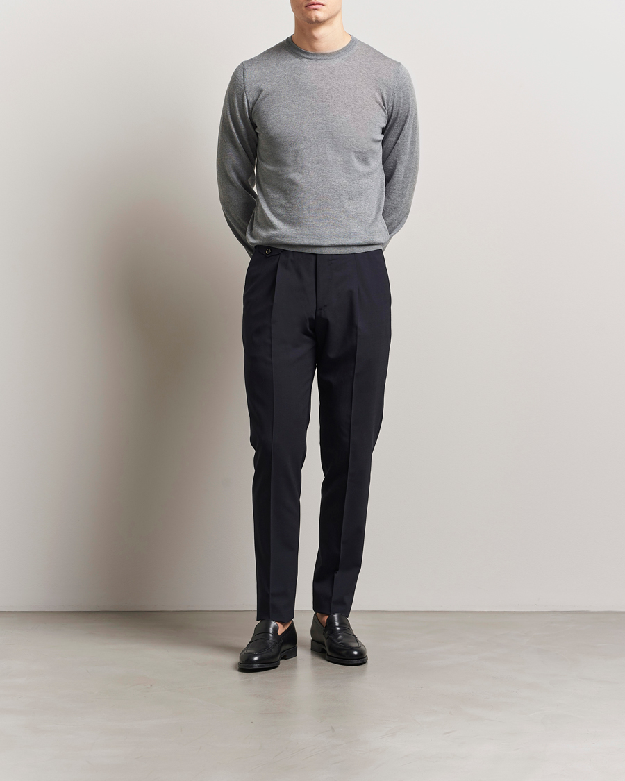 Homme | Pulls Et Tricots | Piacenza Cashmere | Merino Wool Crew Neck Sweater Light Grey