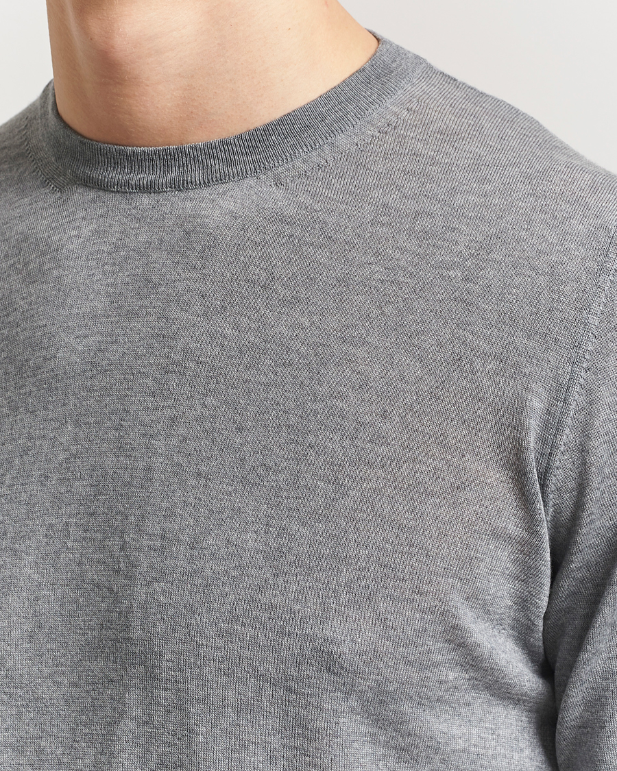 Homme | Pulls Et Tricots | Piacenza Cashmere | Merino Wool Crew Neck Sweater Light Grey