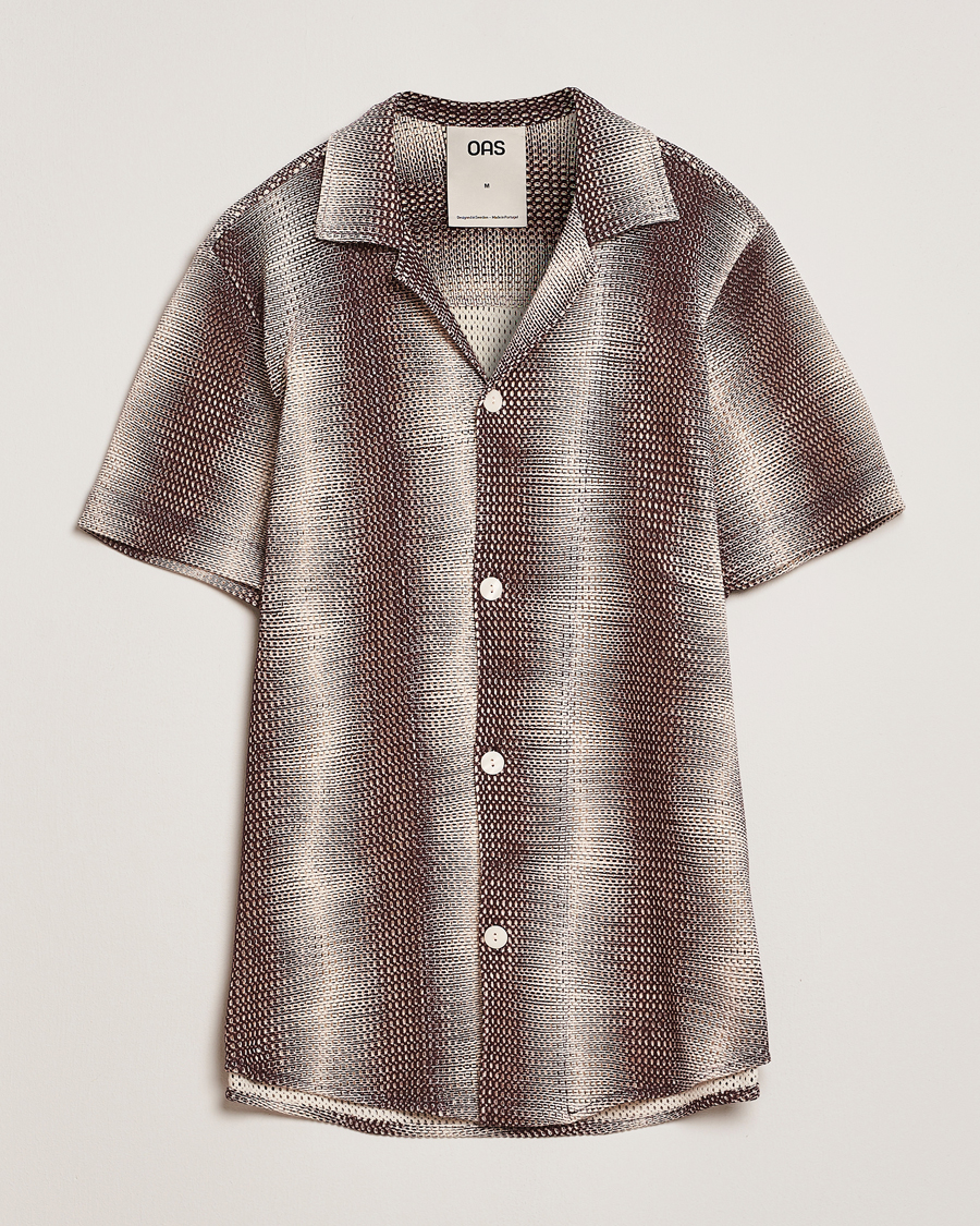 Heren | Overhemden | OAS | Short Sleeve Cuba Net Shirt Merlot Echo