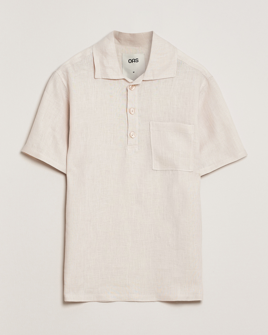 Heren | Overhemden | OAS | Cuba Linen Shirt Beige